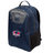 The EMB Canterbury Nebraska Rugby Referee Society Medium Backpack features a front zipper pocket, mesh side pocket, padded laptop pocket, and a Nebraska-themed logo patch on the lower front.