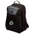 The Missoula All-Maggots Medium Backpack by EMB Canterbury is a black backpack featuring a gray zipper, a side mesh pocket, and two logos on the front. It includes a padded laptop pocket for added protection and is photographed against a plain white background.