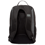 A Canterbury Medium Backpack with a white and grey logo on it.
