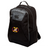 Potomac Exiles Rugby Club Medium Backpack by Canterbury in black, featuring mesh side pockets, grey zippers, and a vibrant club-themed patch with a large "M" and laurel on the front. This water-repellent EMB Canterbury backpack includes a padded laptop pocket for secure storage of your essentials.