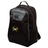 Black water-repellent Mother Lode Medium Backpack by Canterbury featuring a grey top pocket, a side mesh pocket, and an embroidered logo of crossed pickaxes and a rugby ball.