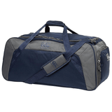 A Canterbury Holdall Duffle Bag in blue and grey on a white background.