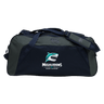 The NC Rugby Academy - Megalodons Holdall Duffle Bag by EMB Canterbury is a dark blue and gray, water-repellent gym bag with a shark logo—ideal for rugby practice or travel.