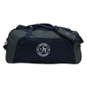The Saint Anselm College Club Rugby Holdall Duffle Bag by EMB Canterbury features navy and gray colors, dual handles, an adjustable shoulder strap, a water-repellent finish, and a bold "Saint Anselm Rugby" front logo.