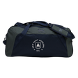 Introducing the New Saint Andrews College Holdall Duffle Bag by Canterbury, a durable and water-repellent rugby holdall from EMB Canterbury. This navy and gray gym bag features “New Saint Andrews RFC” and a distinctive white logo printed on the front pocket, making it the perfect choice for protecting and organizing your gear.