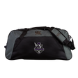 The EMB Canterbury Cypress Warriors Men's Rugby Holdall Duffle Bag is a large black and gray water-repellent duffle with shoulder straps, featuring a purple and white "Warriors" logo on the front.