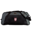 Black and grey water-repellent Legion Academy Holdall Duffle Bag by Canterbury with a shoulder strap and “Legion Academy” logo on the side.