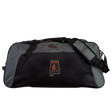 Water-repellent EMB Canterbury Aging Alabama Rugby Players Holdall Duffle Bag in black and grey with a University of Alabama logo patch.