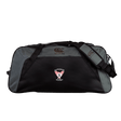 The Superior Rugby Club Holdall Duffle Bag by Canterbury (EMB Canterbury) is a black and dark grey, water-repellent duffle with zippered compartments, shoulder strap, and "Superior Rugby" logo—ideal as a rugby holdall.