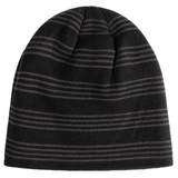 A Canterbury Beanie with thin gray horizontal stripes, featuring an embroidered Canterbury logo.