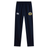 The Old Man Rivah Rugby Stretch Tapered Pant by EMB Canterbury features a navy blue design, elastic waistband, white Canterbury logo on the left, yellow and green embroidered crest on the right thigh, and quick dry fabric—ideal for active sessions.