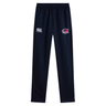The Nebraska Rugby Referee Society Stretch Tapered Pant by EMB Canterbury features quick-dry fabric, an elastic waistband, the Canterbury logo on the left, and a Nebraska Rugby Referee Society badge on the right thigh for comfort and style.