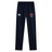 The SF CDME Rugby Stretch Tapered Pant by EMB Canterbury is a navy blue men's training pant with an elastic waist, showcasing the Canterbury logo on the left thigh and a red and white cross emblem with "CRVG" on the right thigh. Designed for comfort and quick-dry performance, these pants are perfect for all your athletic needs.
