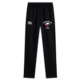 The Ventura Outlaws Rugby Stretch Tapered Pant by EMB Canterbury features an elastic waistband, straight legs, quick-dry fabric suitable for workout sessions, the "Ventura Outlaws Rugby" logo, and a New Zealand-based manufacturer logo on the left thigh.