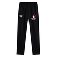 The Rugby Michigan Referee Society Stretch Tapered Pant by EMB Canterbury, featuring a quick-dry design and logos of "Rugby Michigan Referee" and Canterbury on the front, is ideal for workouts.