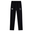 The Cypress Warriors Men's Rugby Stretch Tapered Pant by EMB Canterbury features an elastic waistband, white Canterbury logo, purple team crest, and quick dry fabric—ideal men’s training pants for all athletic needs.