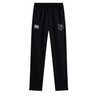 The Cypress Warriors Men's Rugby Stretch Tapered Pant by EMB Canterbury features an elastic waistband, white Canterbury logo, purple team crest, and quick dry fabric—ideal men’s training pants for all athletic needs.