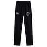 Black stretch tapered ICRON Stretch Tapered Pant by Canterbury workout pants featuring a logo and text on the thighs.