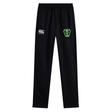 Black Rock Rugby Stretch Tapered Pant by Canterbury featuring a white logo on the right hip and a green and black “Rock Rugby Lions” shield logo on the left hip.