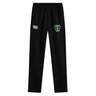 Black Rock Rugby Stretch Tapered Pant by Canterbury featuring a white logo on the right hip and a green and black “Rock Rugby Lions” shield logo on the left hip.