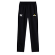 The Chicago Riot Stretch Tapered Pant by EMB Canterbury features an elastic waistband, quick-dry comfort, the Canterbury logo on the left thigh, and a sports team emblem on the right—ideal for peak athletic performance.