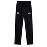 The Chicago Riot Stretch Tapered Pant by EMB Canterbury features an elastic waistband, quick-dry comfort, the Canterbury logo on the left thigh, and a sports team emblem on the right—ideal for peak athletic performance.