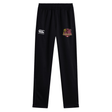 Godzilla Rugby Football Club Stretch Tapered Pant by Canterbury features an elastic waistband, the EMB Canterbury logo, and a maroon crest with a palm tree and “Coconuts” text on the right thigh. These men’s training pants are designed for comfort and quick-dry performance during any workout.
