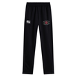 Introducing the Santa Rosa Youth Rugby Stretch Tapered Pant by Canterbury—a black athletic pant from EMB Canterbury, featuring a comfortable elastic waistband, the iconic white Canterbury logo on the left thigh, and a distinctive “Santa Rosa Youth Rugby” crest on the right thigh. Designed to deliver both comfort and performance, these men’s workout pants are ideal for any training session.