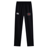Introducing the Santa Rosa Youth Rugby Stretch Tapered Pant by Canterbury—a black athletic pant from EMB Canterbury, featuring a comfortable elastic waistband, the iconic white Canterbury logo on the left thigh, and a distinctive “Santa Rosa Youth Rugby” crest on the right thigh. Designed to deliver both comfort and performance, these men’s workout pants are ideal for any training session.