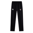 The EMB Canterbury Superior Rugby Club Stretch Tapered Pant features an elastic waistband, Canterbury logo on the left thigh, and club crest on the right. Ideal men's workout pants for comfort and style.