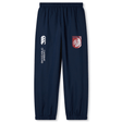 The Montgomery Bucks Griffins Cuffed Hem Stadium Pant by EMB Canterbury features a navy blue design with elastic waist and cuffs, white Canterbury logo, and red lion “MER” crest—ideal men’s pants for rugby training or casual wear.
