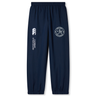The EMB Canterbury Saint Anselm College Club Rugby Cuffed Hem Stadium Pant features an elastic waistband, cuffed hems, and white logos/text on navy blue, inspired by classic Canterbury rugby pants for style and comfort.