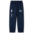 Navy blue University of New Hampshire Cuffed Hem Stadium Pant by Canterbury featuring an elastic waistband, cuffed hems, and white logo graphics on the legs.