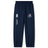 Navy blue SUNY Maritime Men’s Rugby Cuffed Hem Stadium Pant by Canterbury with an elastic waistband, cuffed hems, a team logo on the right thigh, and brand text on the left leg.