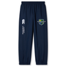 The Kingwood Rugby Cuffed Hem Stadium Pant by EMB Canterbury features elastic cuffs, a Canterbury of New Zealand logo, and a multicolored crest on the upper left leg for stylish comfort.