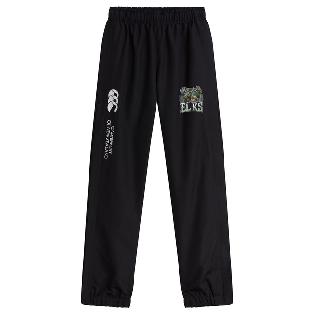 The Lewis County Elks Cuffed Hem Stadium Pant by EMB Canterbury features an elastic waistband and cuffs, with Canterbury of New Zealand and Elks logos on the left thigh—making these Canterbury men’s pants the perfect choice for rugby stadium wear with their comfortable, cuffed hem design.