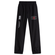 The Santa Rosa Youth Rugby Cuffed Hem Stadium Pant by Canterbury, from EMB Canterbury, features black rugby pants with an elastic waist and cuffs for comfort and athletic style. The left leg displays the signature Canterbury logo while the right leg is adorned with a “Santa Rosa Youth Rugby” emblem featuring a rose, making these men’s cuffed hem pants ideal for training or casual wear.