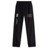 The Santa Rosa Youth Rugby Cuffed Hem Stadium Pant by Canterbury, from EMB Canterbury, features black rugby pants with an elastic waist and cuffs for comfort and athletic style. The left leg displays the signature Canterbury logo while the right leg is adorned with a “Santa Rosa Youth Rugby” emblem featuring a rose, making these men’s cuffed hem pants ideal for training or casual wear.