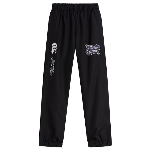 Valley Panthers Girls Rugby Cuffed Hem Stadium Pants by Canterbury feature an elastic waistband and cuffs, with EMB Canterbury and Valley Panthers Rugby League logos printed on the upper thighs. Designed in the classic Canterbury stadium style, these cuffed hem pants offer comfort and style for rugby fans both on and off the field.