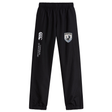 Updated Sentence: The South Orange County Raptors Cuffed Hem Stadium Pant by EMB Canterbury features black athletic fabric with an elastic waistband and cuffs, a white “Canterbury of New Zealand” logo, and a bird crest on the upper right leg. These classic men’s cuffed hem pants combine comfort and style for rugby fans or everyday wear.