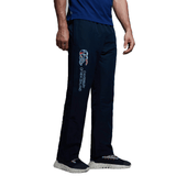 A man in a blue shirt and black Canterbury CCC Uglies Open Hem Stadium Pant.