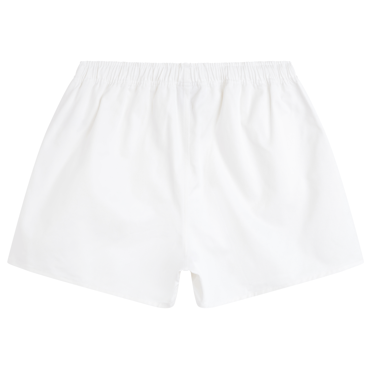A plain white cotton boxer short from the Canterbury Professional Cotton Short 3-Pack Bundle features a comfortable elastic waistband, photographed against a white background.
