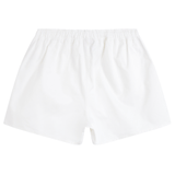 A plain white cotton boxer short from the Canterbury Professional Cotton Short 3-Pack Bundle features a comfortable elastic waistband, photographed against a white background.