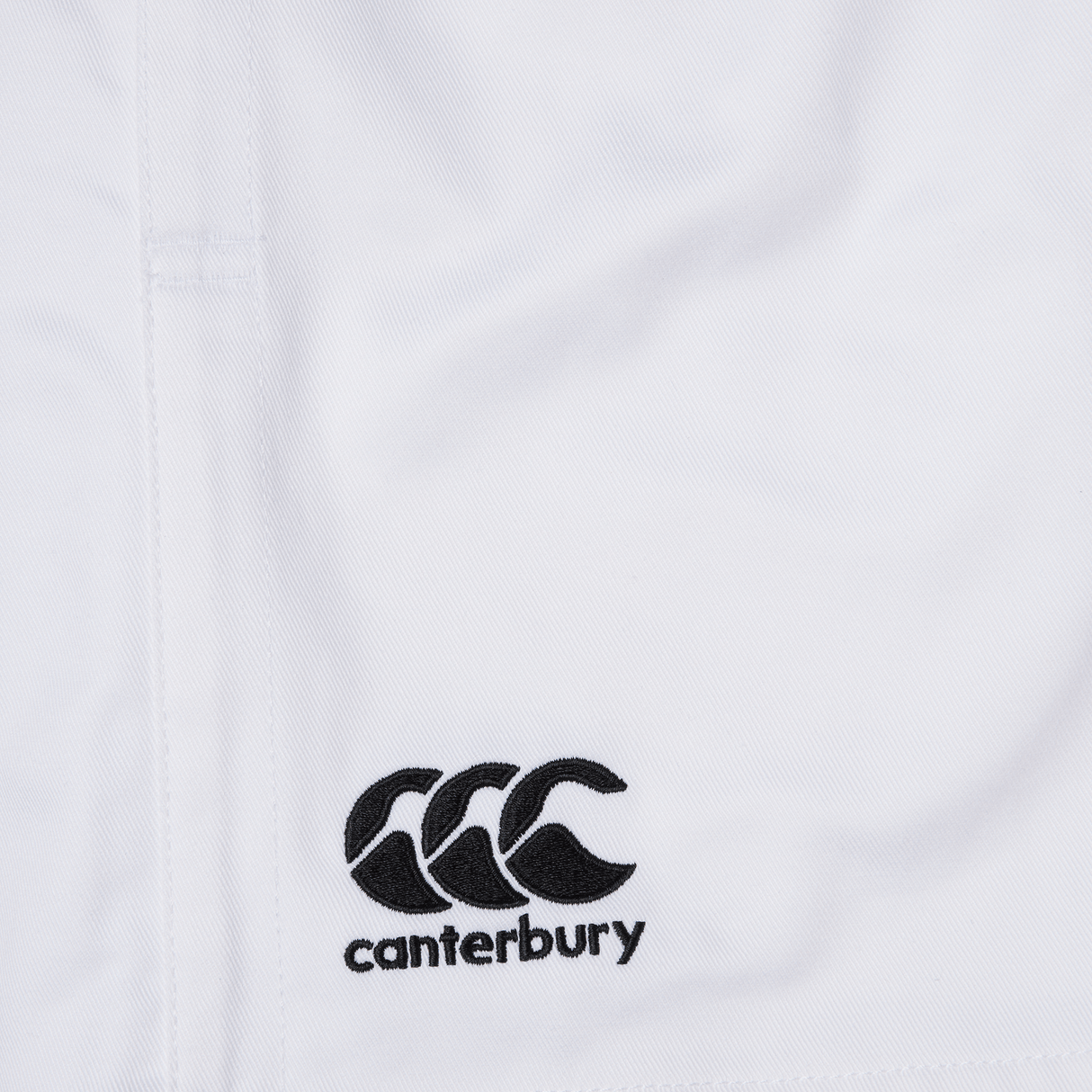 A white Canterbury Professional Cotton Short with a black and white logo.