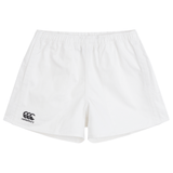 Canterbury Professional Cotton Short 3-Pack Bundle: White athletic shorts with an elastic waistband and a subtle Canterbury logo on the left leg.