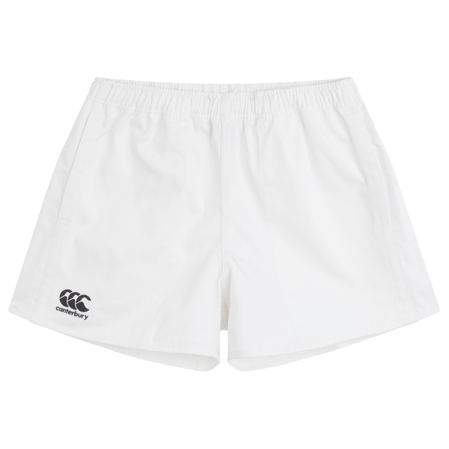 A white Canterbury Professional Cotton Short with a black and white logo.