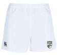 The Cincinnati Wolfhounds Player's Drill Short by Canterbury features the Canterbury logo on the left thigh and the Cincinnati CRFC logo on the right thigh, made from recycled fabric.