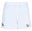 San Francisco Golden Gate Player's Drill Short by EMB Canterbury, crafted from recycled fabric with an embroidered green and red crest on the right leg and a subtle black logo on the left.