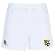 The Towson University Rugby Player's Drill Short by EMB Canterbury features the classic Canterbury logo on the right leg and a sleek emblem on the left. Made from recycled fabric, these shorts offer an eco-friendly choice for sports enthusiasts.