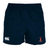 The Illinois RFC Player's Drill Short by EMB Canterbury is designed in navy blue and made from recycled fabric, featuring an elastic waistband. The shorts display a white "Canterbury" logo on the left leg and an orange "Illinois State Rugby" logo on the right leg.